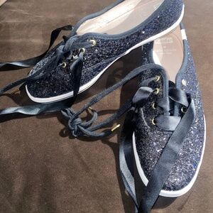 Kate Spade Keds Black Glitter Sneakers size 7.5